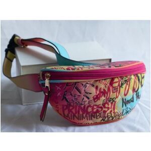 Fanny Pack Graffiti Print PU Leather Hip Waist Belt Bag Clutch Sling Graffiti